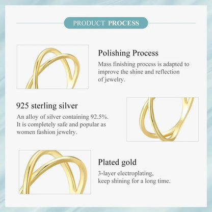 Breathtaking 14K Gold Plated X Ring - Elegant Minimalist 925 Sterling Silver Cross Ring For Women - Promise Jewelry Scr543