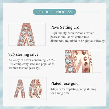 Boucles d'oreilles créoles doubles en argent sterling 925, avec géométrie élégante et cristal de zircon