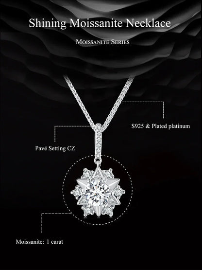 Pendentif Étoile en Argent Sterling avec Moissanite Céleste 1 carat