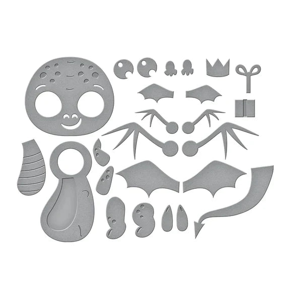 Matrices de coupe "Dragon d'anniversaire dansant" de la collection "Anniversaire des monstres"