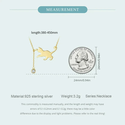 Magnifique collier chat en argent sterling 925 | Élégant pendentif ras-du-cou Scn232 en 3 couleurs