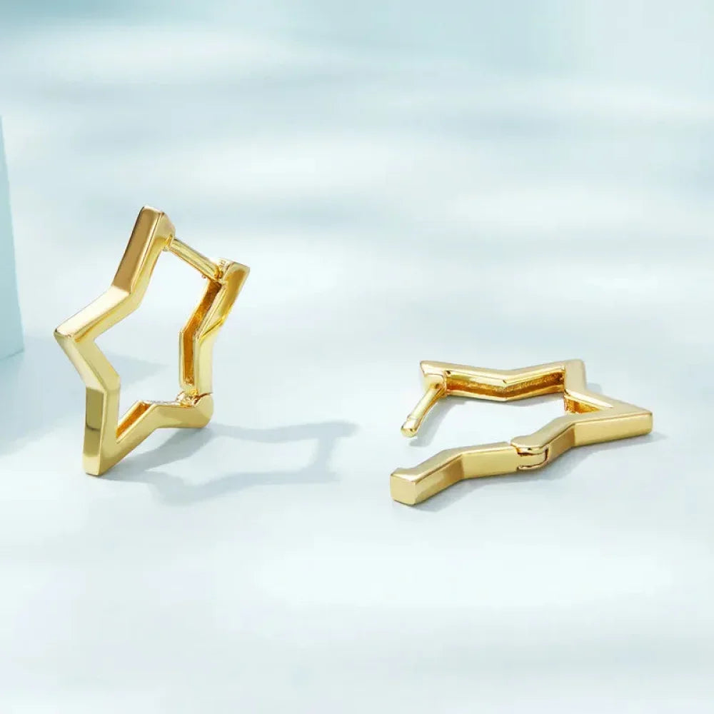 Boucles d'oreilles étoiles en argent sterling 925 - Boucles d'oreoreilles minimalistes en forme d'étoile pour femme - Bijoux de mode SCE1136