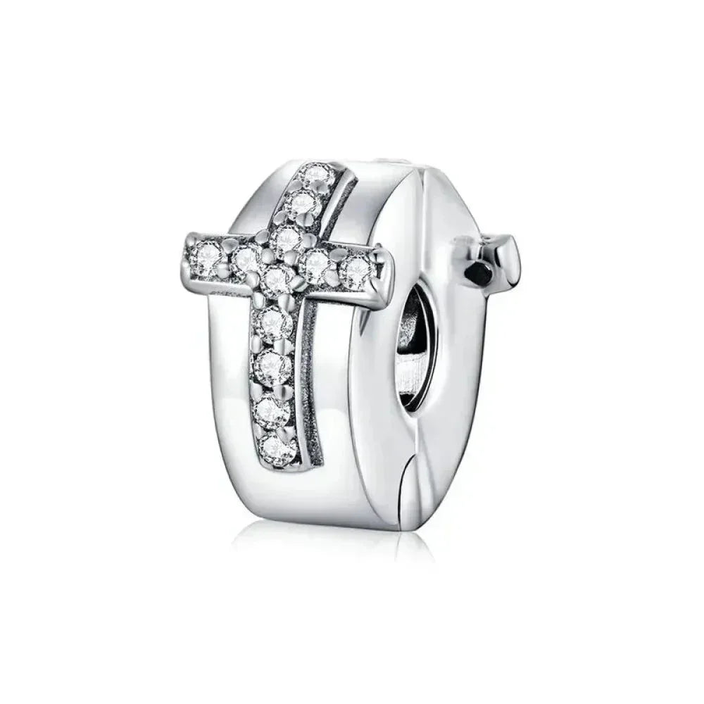 Breloques en argent sterling 925 avec cristaux 5A transparents en forme de cœur et de X pour bracelet et pendentif de collier