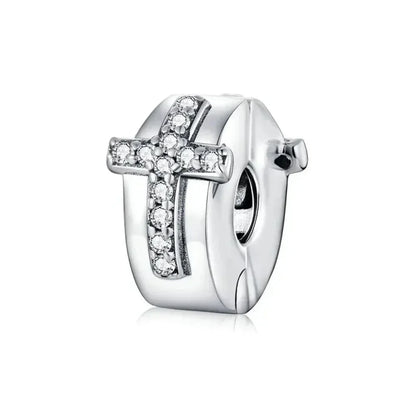 Breloques en argent sterling 925 avec cristaux 5A transparents en forme de cœur et de X pour bracelet et pendentif de collier