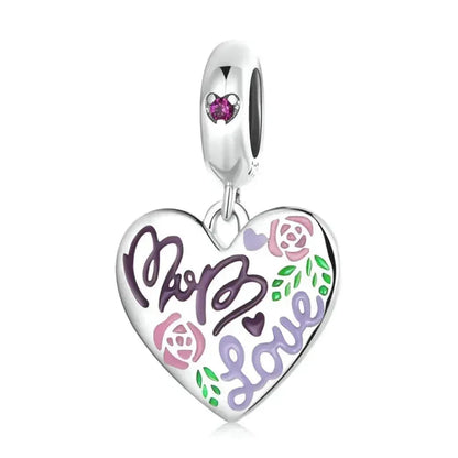 Breloque en argent sterling 925 amour maternel, pendentif pieds de bébé touchants pour bracelet