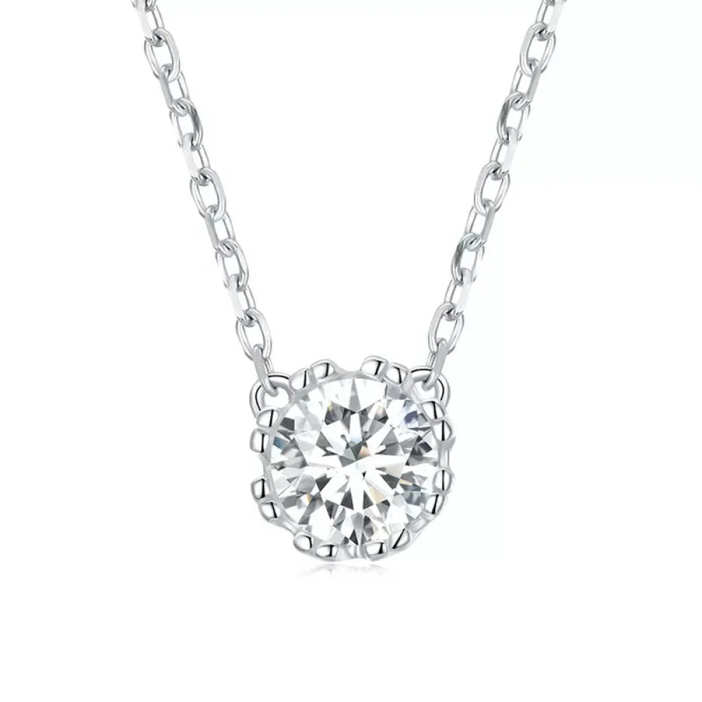Gorgeous Shiny Choker - 925 Sterling Silver Geometric Cut Zircon Pendant Necklace