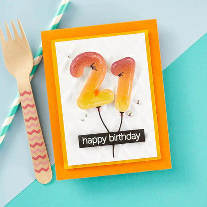 Lot de tampons transparents « Vœux d'anniversaire monstres » de la collection Anniversaire monstre