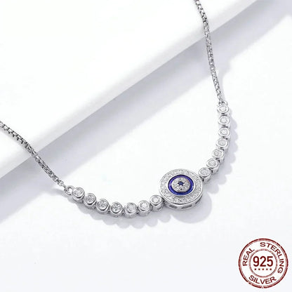 Bracelet tennis œil grec en argent sterling avec zircone cubique – Ajustable
