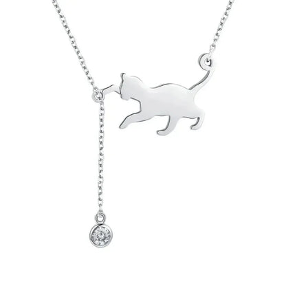 Magnifique collier chat en argent sterling 925 | Élégant pendentif ras-du-cou Scn232 en 3 couleurs