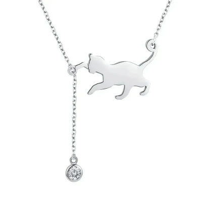 Magnifique collier chat en argent sterling 925 | Élégant pendentif ras-du-cou Scn232 en 3 couleurs