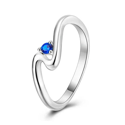 925 Sterling Silver Blue Wave Ring