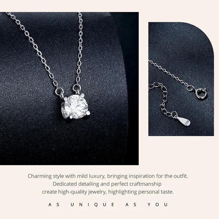 Collier Pendentif Moissanite 1 carat en Argent Sterling Éclatant