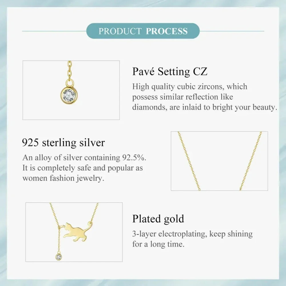 Magnifique collier chat en argent sterling 925 | Élégant pendentif ras-du-cou Scn232 en 3 couleurs