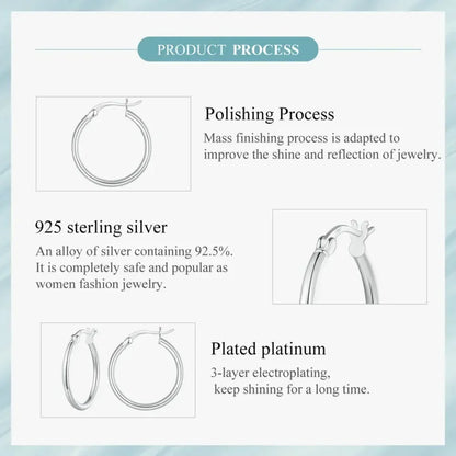 14K White Gold Plated 925 Sterling Silver Hoop Earrings | Hypoallergenic 24mm Hoops