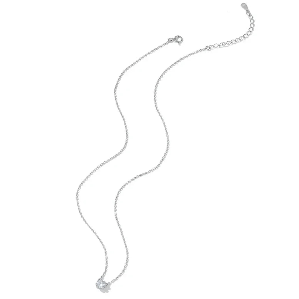 Gorgeous Shiny Choker - 925 Sterling Silver Geometric Cut Zircon Pendant Necklace