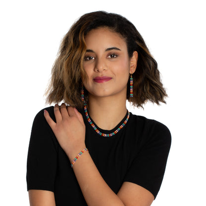 Boucles d'oreilles longues pendantes feuille émaillée multicolore