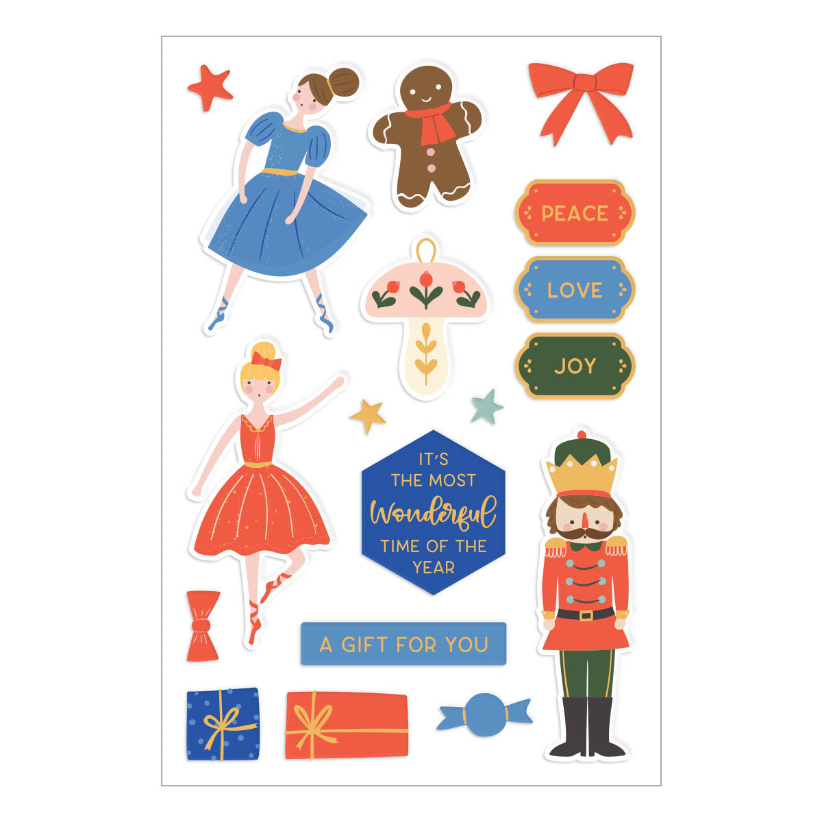 Autocollants en aggloméré Casse-Noisette de la collection Nutcracker Sweet