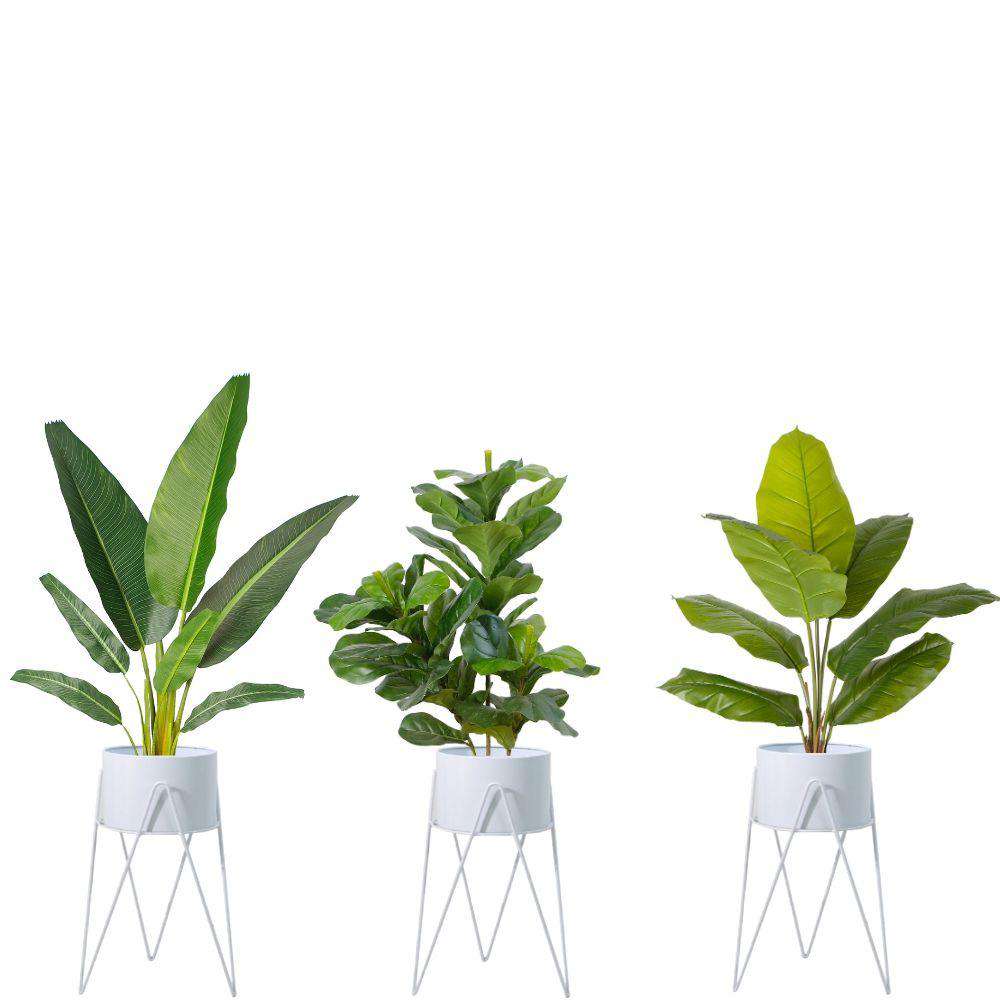 Cache-pot Shira blanc avec pieds épingle (61cm)