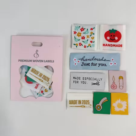 Étiquettes de courtepointe - Étiquettes tissées assorties (8 pièces)