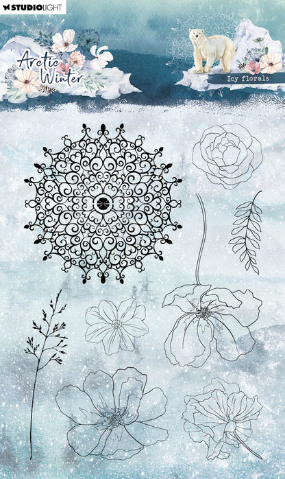 SL Clear Stamp Icy Florals Artic Winter 99x139x3mm 8 PC nr.583