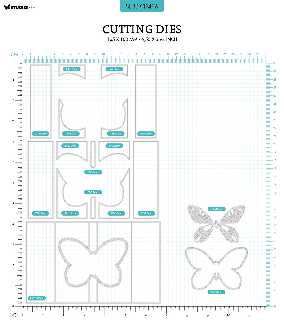 SL Cutting Die Butterfly Card Blooming Butterfly 165x100x1mm 17 PC nr.486