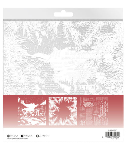 Feuille acétate SL Ville enneigée, pin et versets Essentials 6 pièces