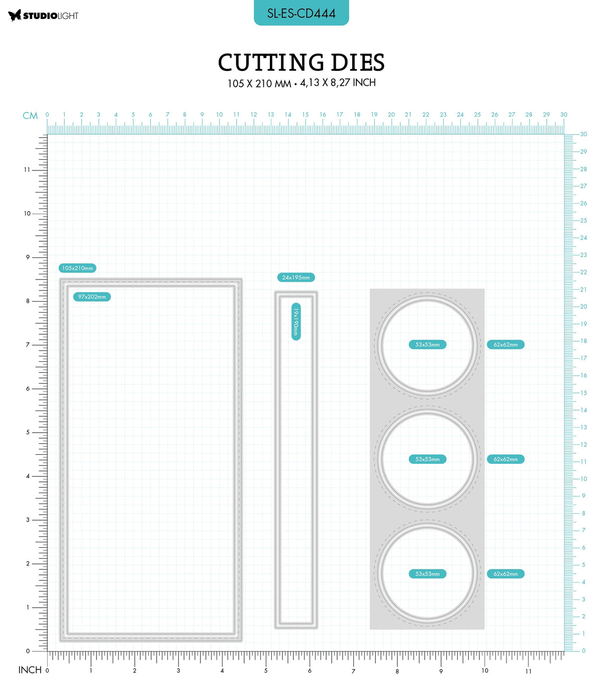 SL Cutting Dies Slim+Circle Passe Partout Essentials 105x210x1mm 8 PC nr.444