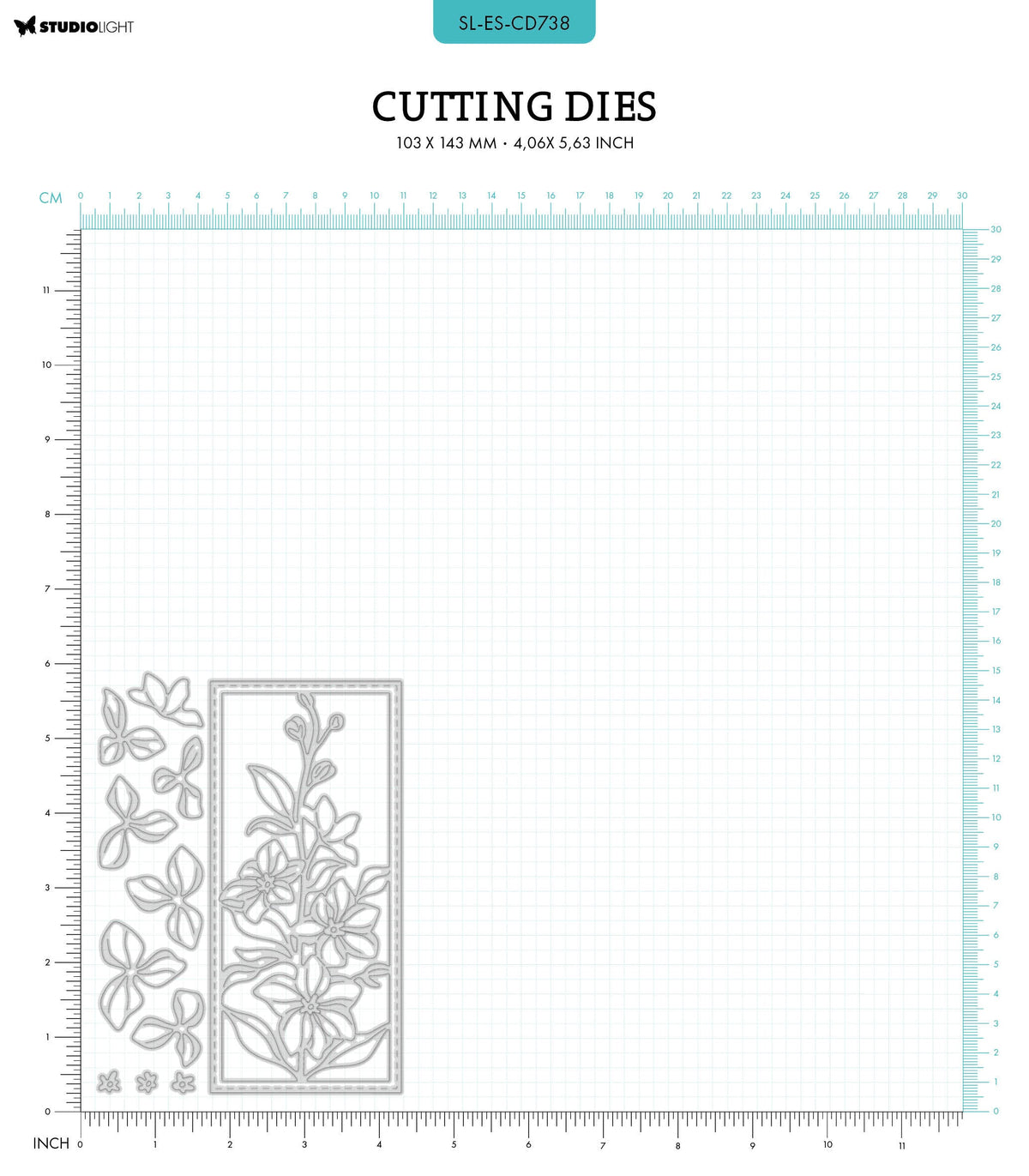 Matrices de découpe SL Cadre Floral Essentiels 103x143x1mm 12 pièces réf.738