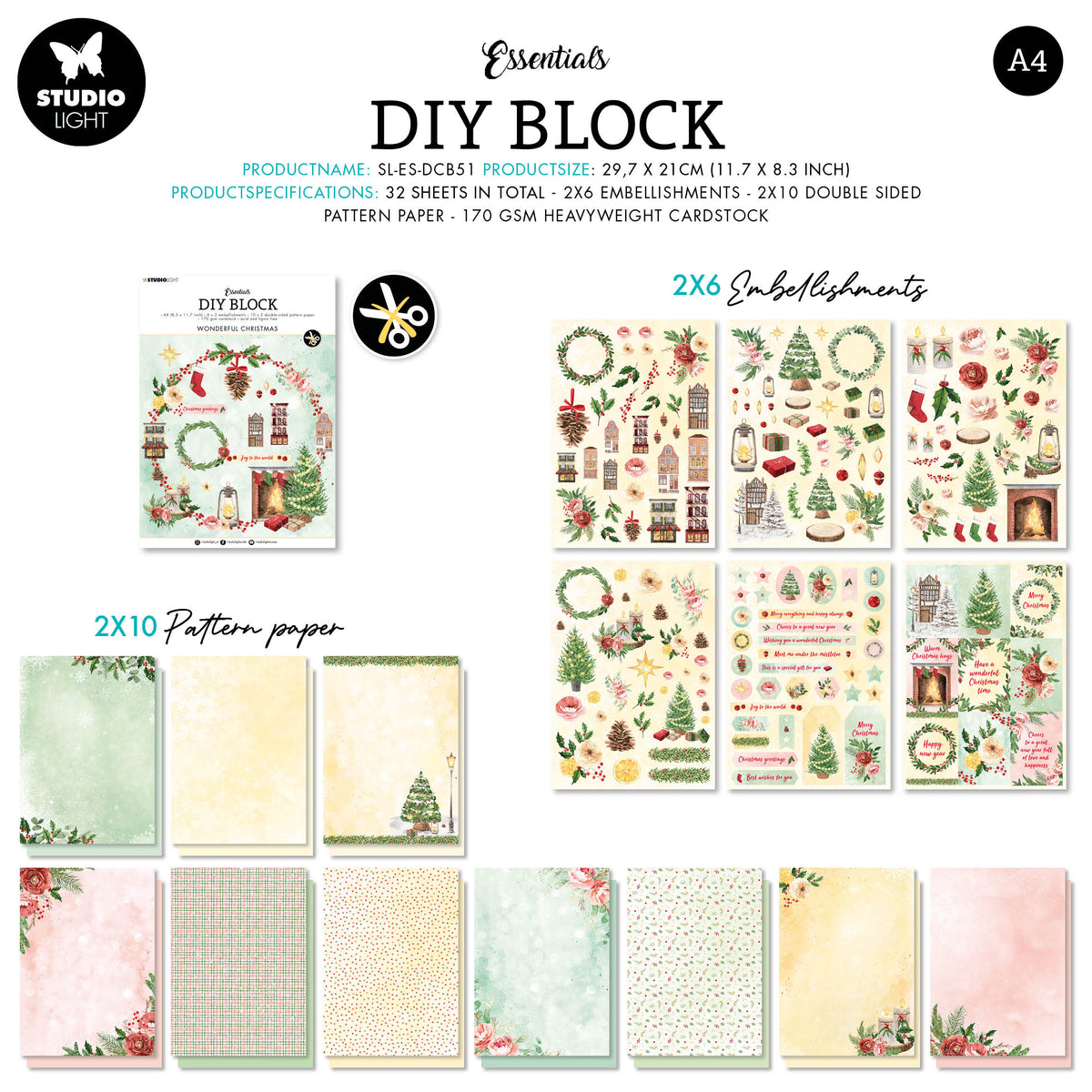 SL DIY Bloc Essentiels de Noël 294x210x9mm 32 FEUILLE n°51