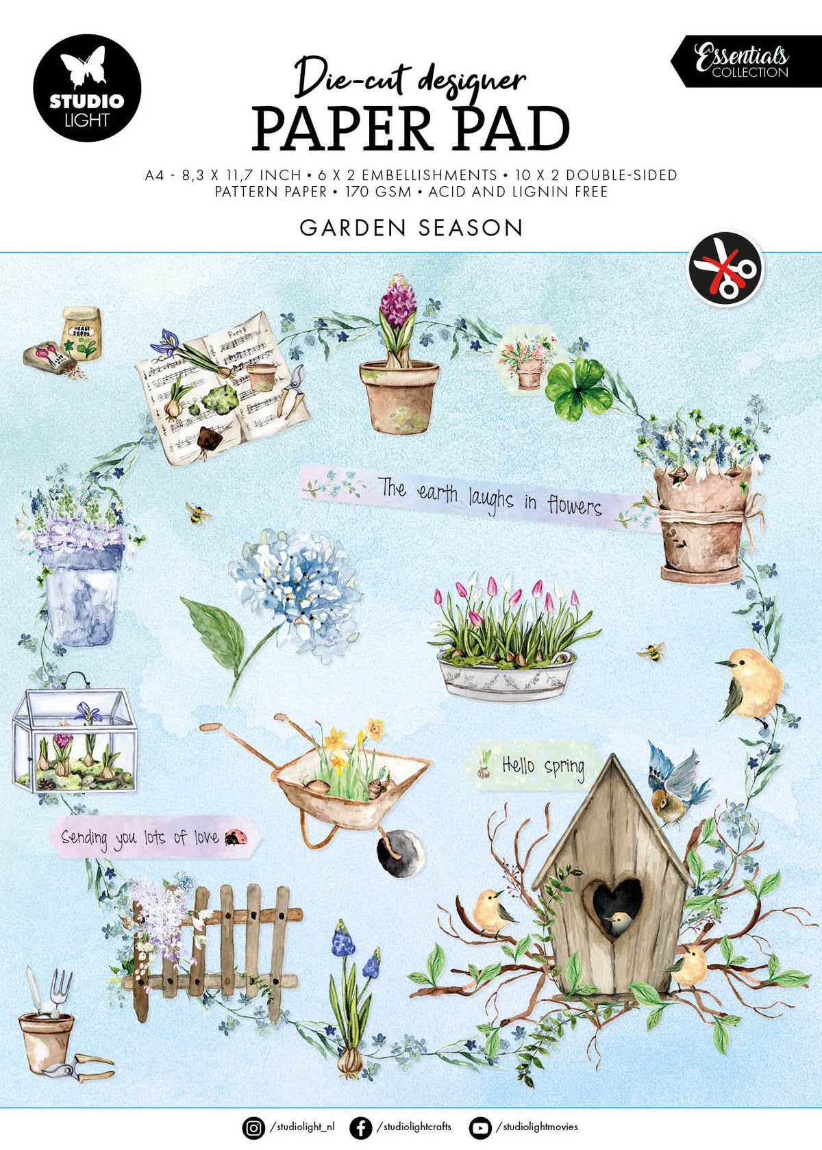 SL Bloc de papiers découpés Garden Season Essentials 294x210x9mm 32 feuilles n°143