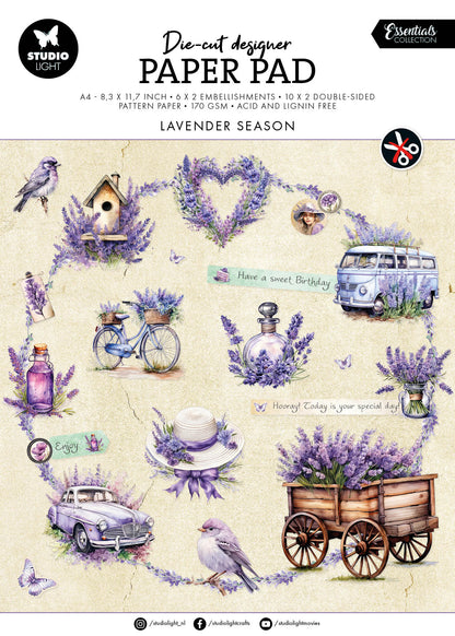 SL Bloc de papier découpé Lavande, Essentiels de saison, 32 feuilles