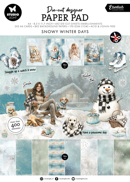 Bloc de papier décoratif découpé SL jours d'hiver enneigés Essentials
