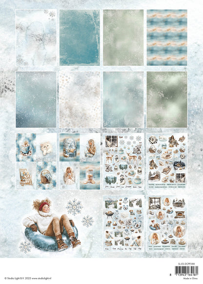 Bloc de papier décoratif découpé SL jours d'hiver enneigés Essentials