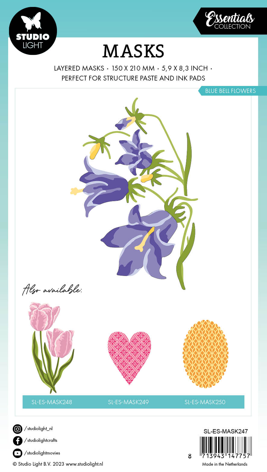 Masques SL Fleurs Clochettes Essentiels 150x210x1mm 1 PC nr.247