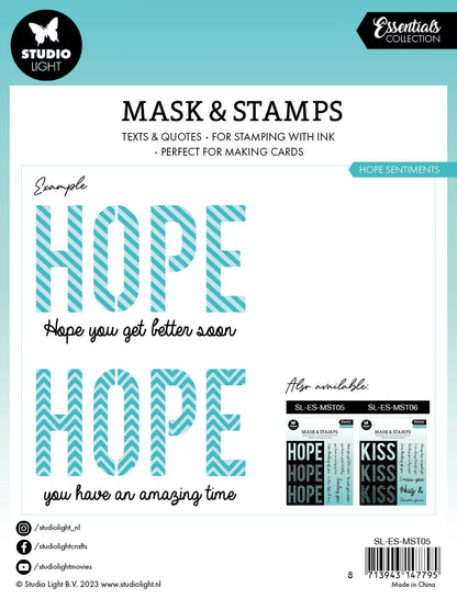 Masques et tampons SL « Hope Sentiments Essentials », 160x155x3mm, 8 pièces, n°05