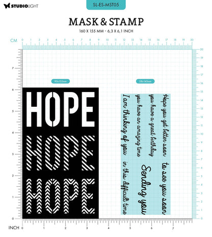 Masques et tampons SL « Hope Sentiments Essentials », 160x155x3mm, 8 pièces, n°05