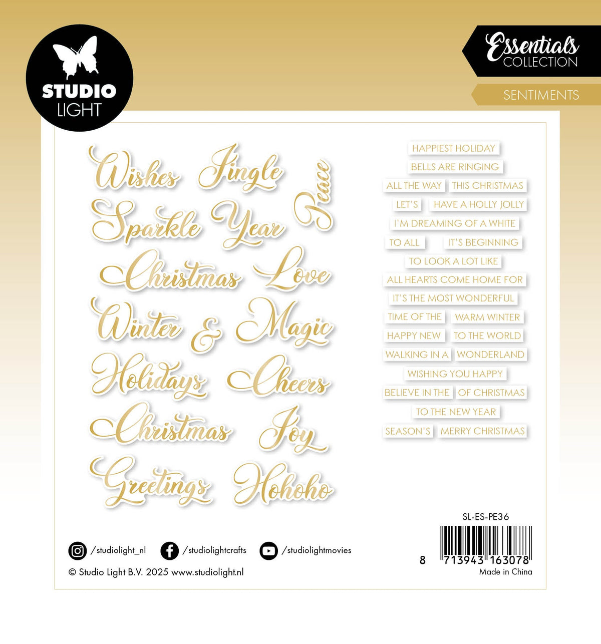 SL Éléments en papier - Sentiments dorés - Classiques essentiels - 40 pièces