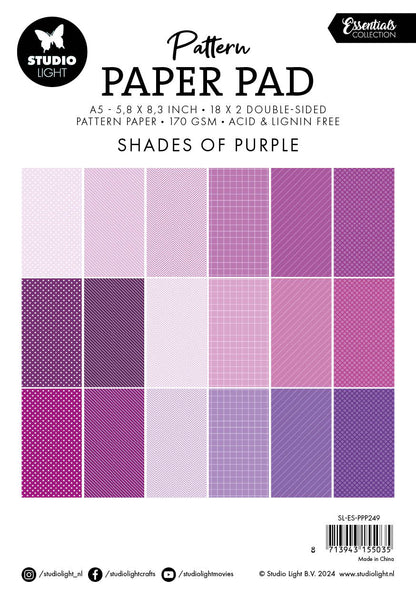 Bloc de papier à motifs SL Nuances de violet Essentiels 36 feuilles