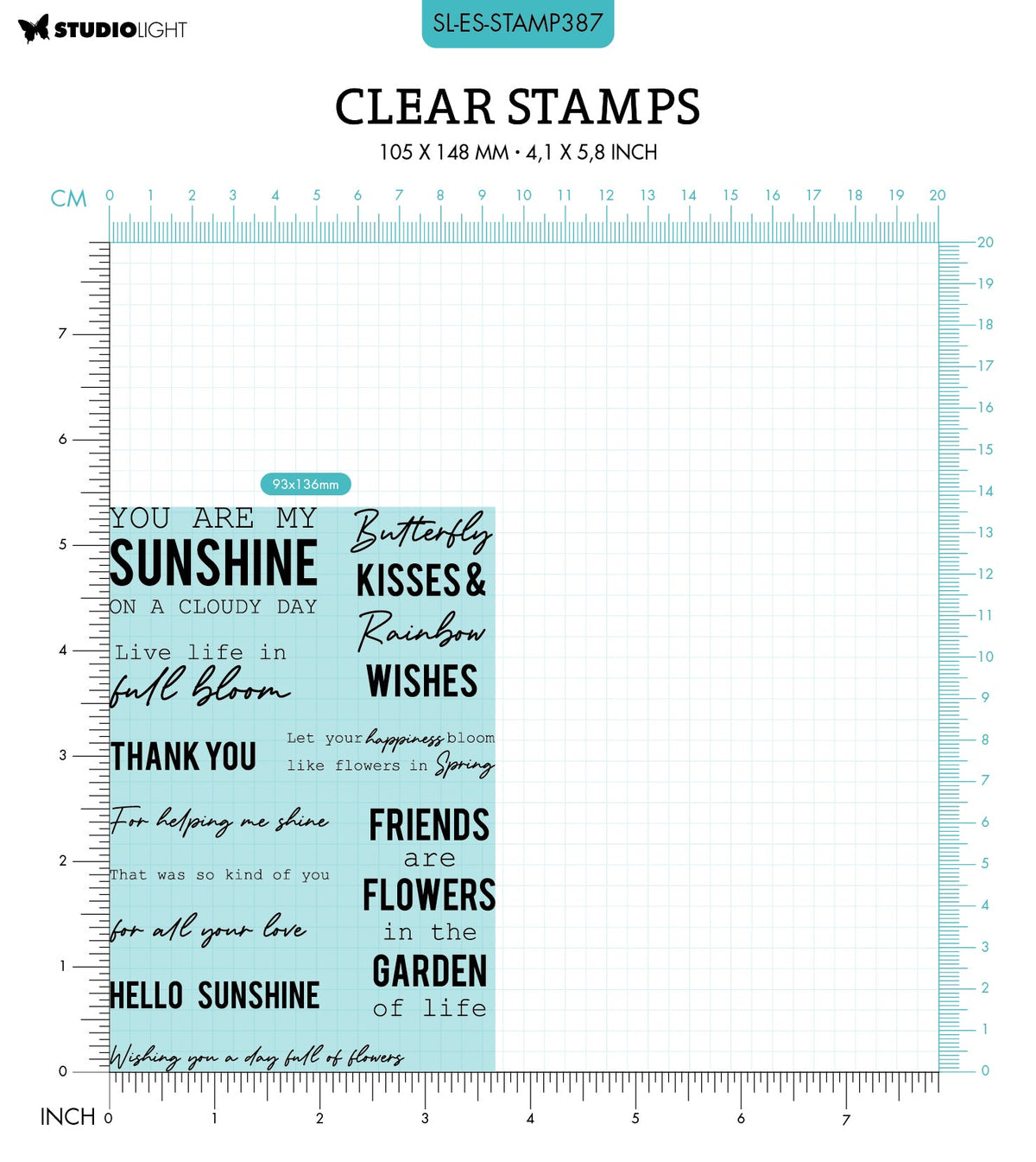 SL Tampon Transparent Sunshine Sentiments Essentials 93x136x3mm 11 PC nr.387