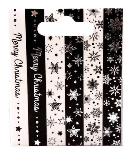 SL Ruban Washi Noir/Blanc - Essentiels Argentés 6 pièces