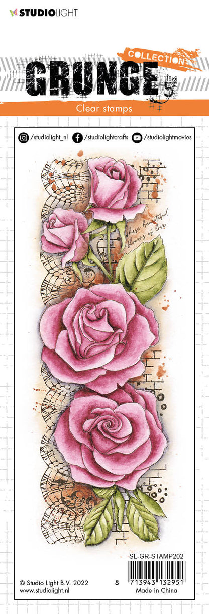 SL Tampon Transparent Roses Collection Grunge 210x74x3mm 1 PC n°202