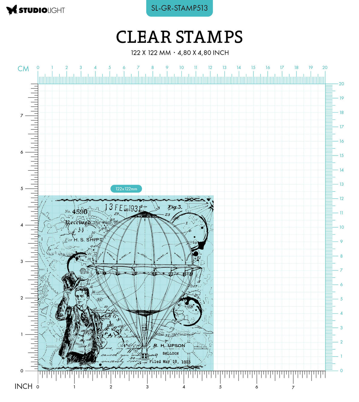 SL Clear Stamps La Collection Montgolfière Grunge 122x122x3mm 1 pièce n°513