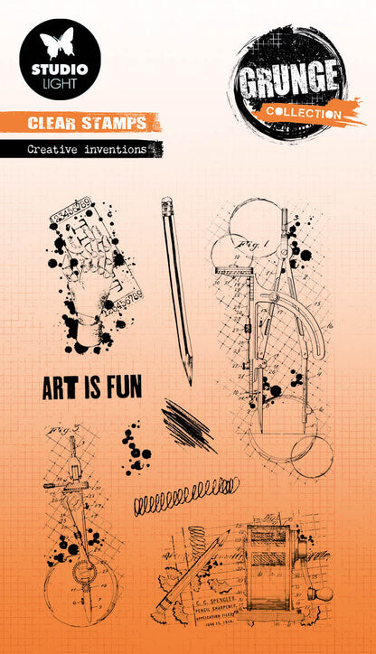 SL Clear Stamps Creative Inventions Collection Grunge 89x132x3mm 9 pièces n°515