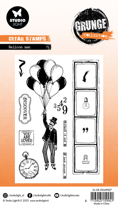 SL Clear Stamp Balloon Man Grunge Collection 13 PC
