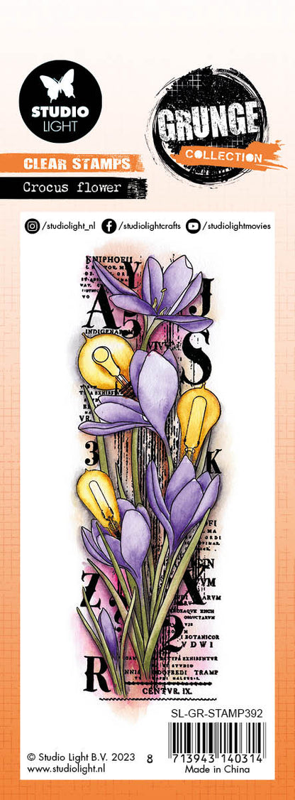 SL Tampon transparent Fleur de Crocus Collection Grunge 46x140x3mm 1 PC n°392