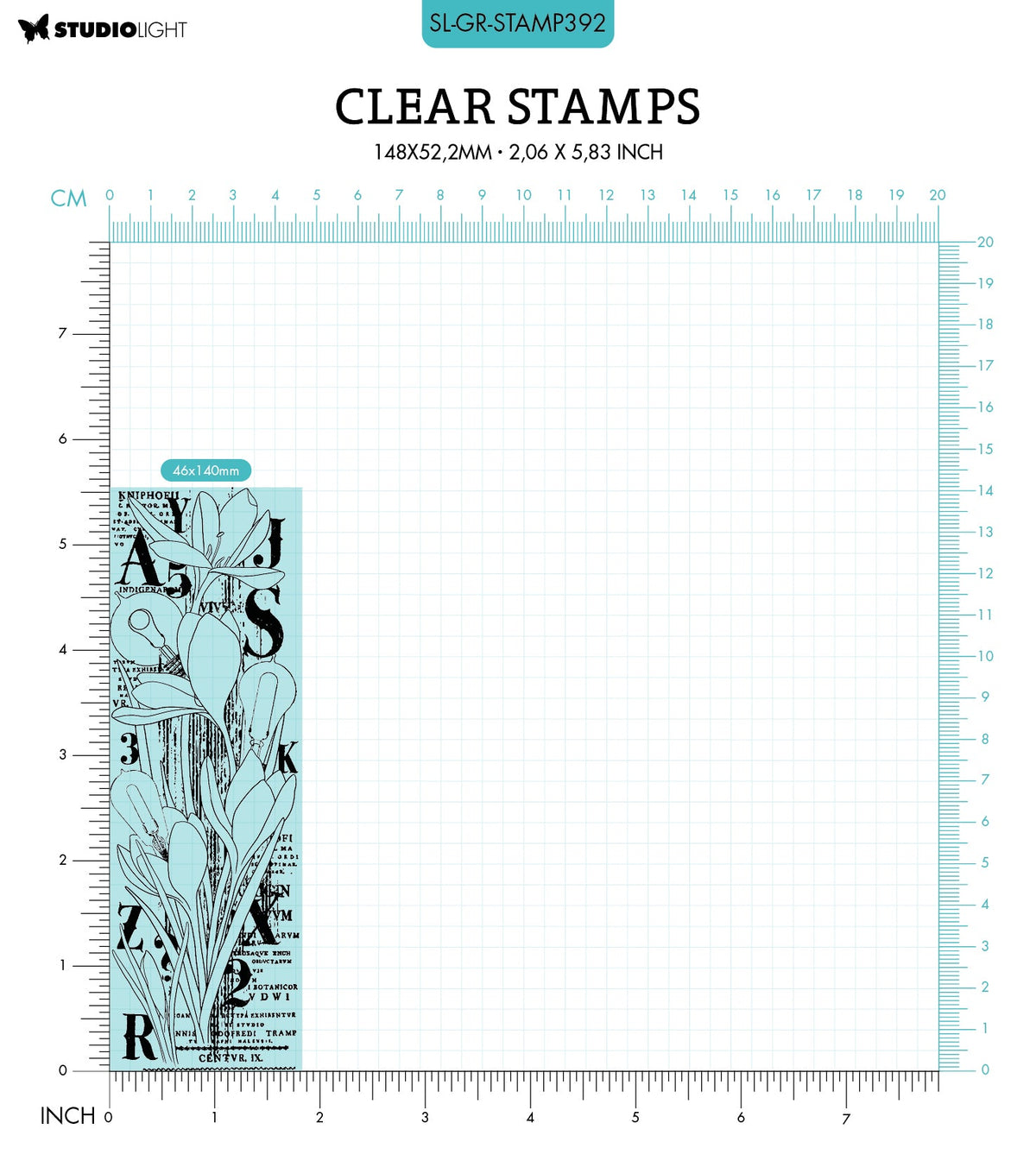 SL Tampon transparent Fleur de Crocus Collection Grunge 46x140x3mm 1 PC n°392