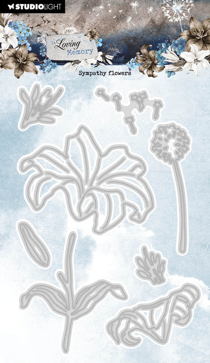 Matrices de découpe SL Fleurs de sympathie En souvenir affectueux 93x139x1mm 8 pièces réf. 740