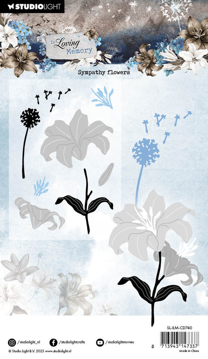 Matrices de découpe SL Fleurs de sympathie En souvenir affectueux 93x139x1mm 8 pièces réf. 740