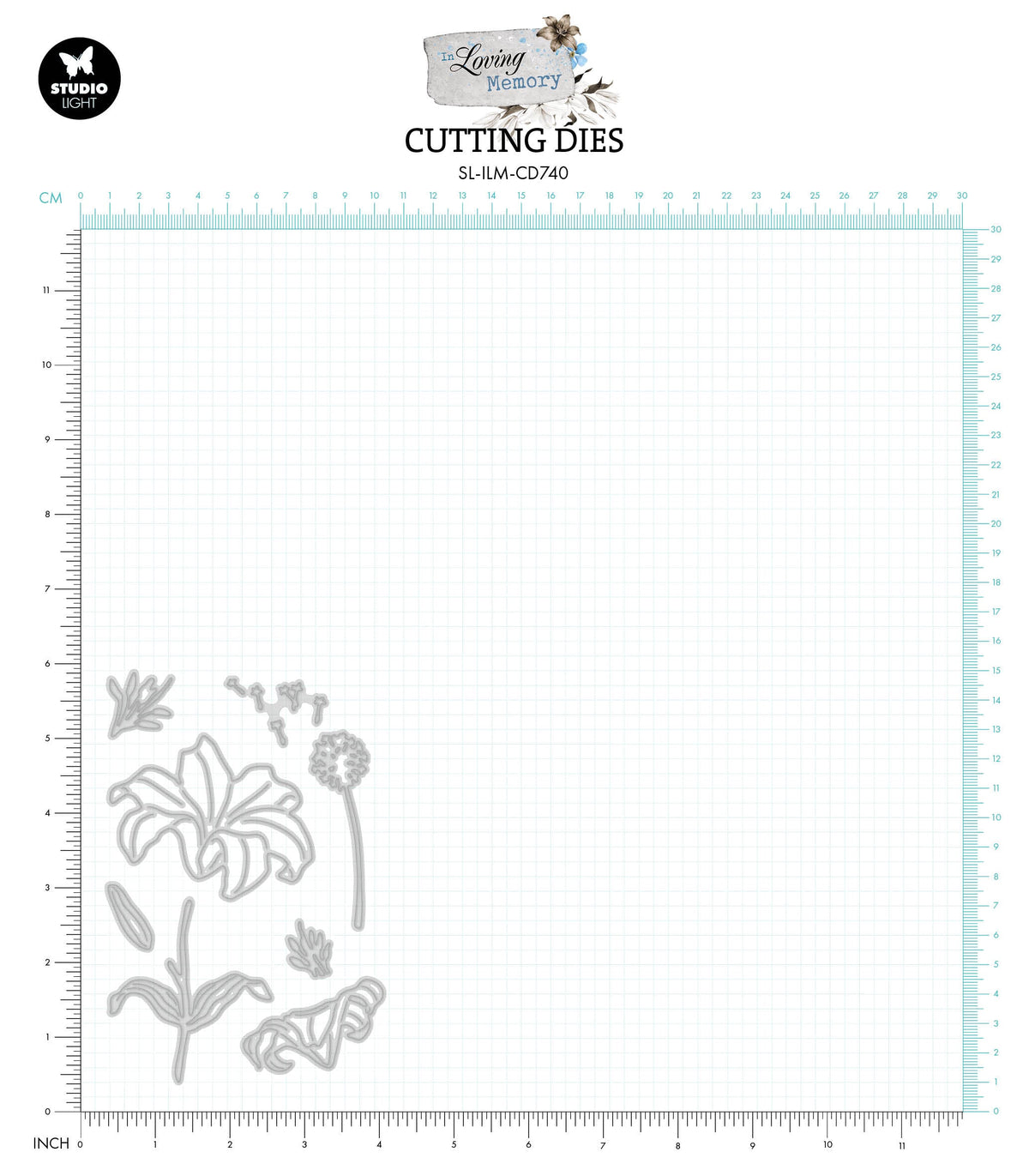 Matrices de découpe SL Fleurs de sympathie En souvenir affectueux 93x139x1mm 8 pièces réf. 740