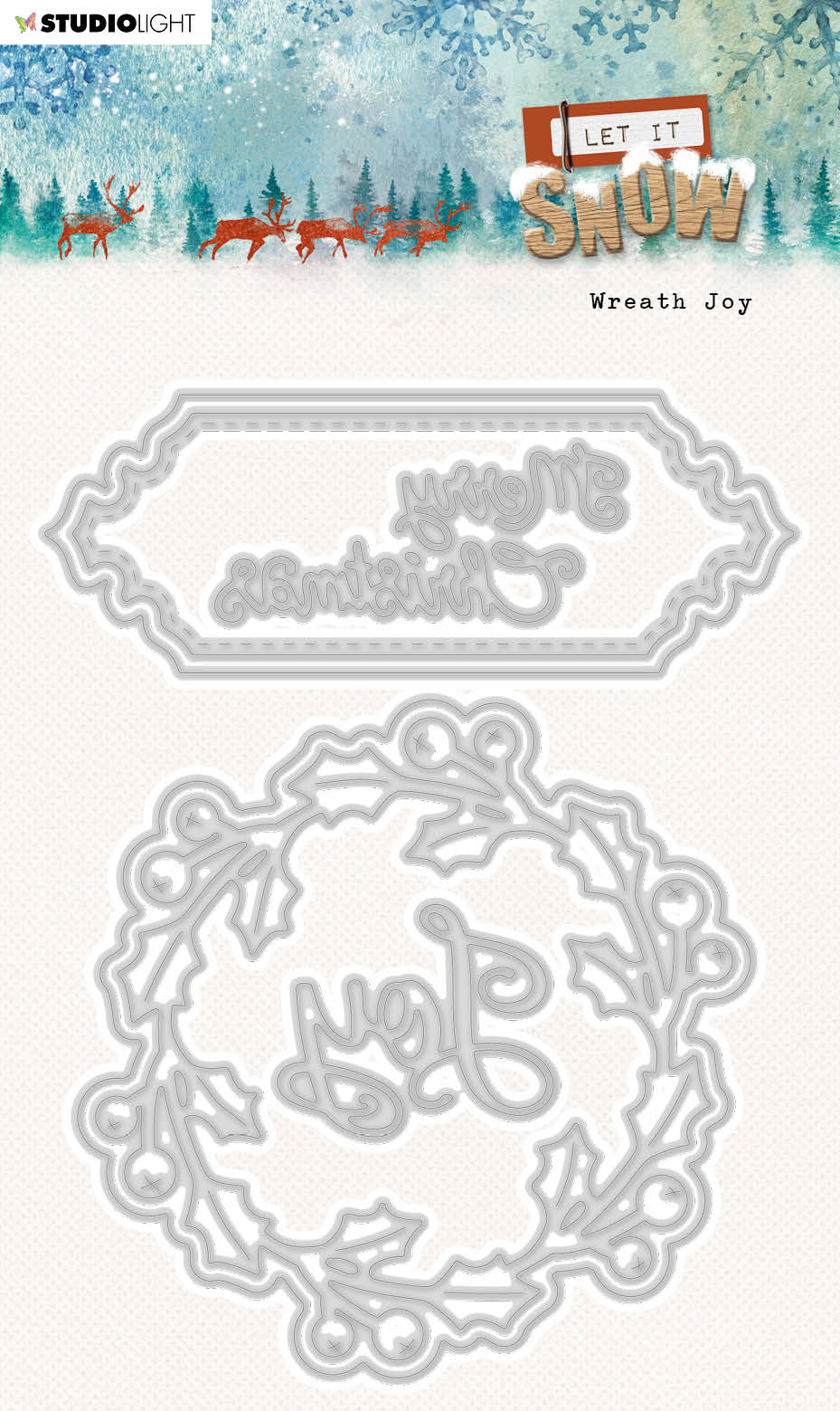 Matrices de découpe SL Couronne Joie Laisse Neiger 107x140x1mm 6 pièces n°376